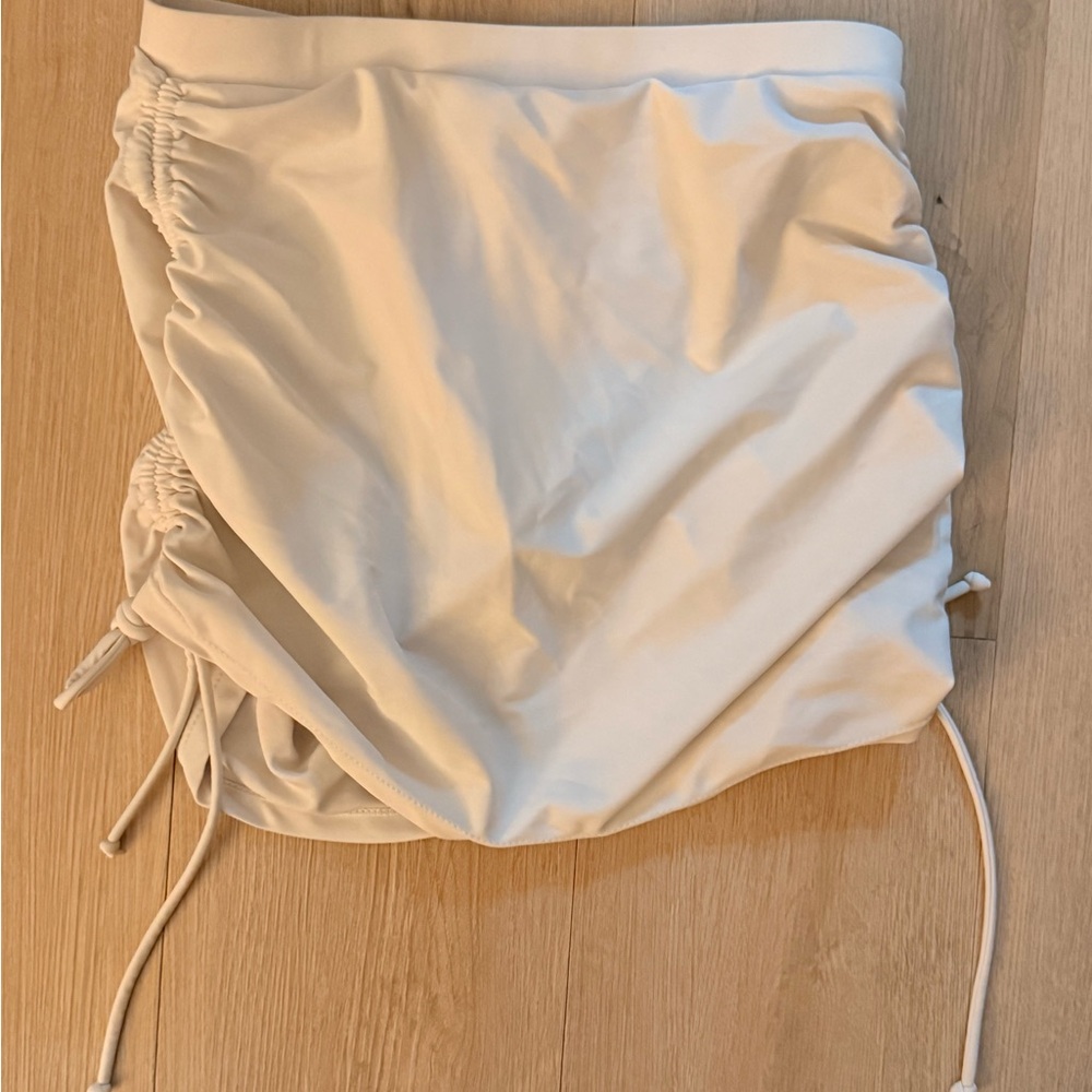 Cream Ruched Mini Swim skirt